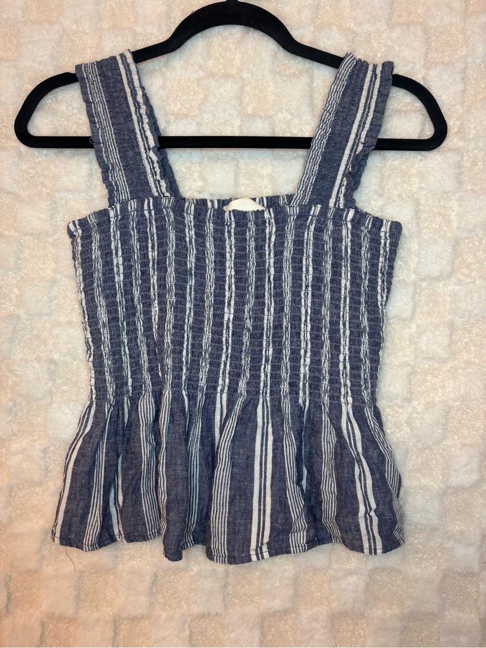 Maeve by Anthropology Striped Smocked Peplum Tank Top – Blue & White Size M